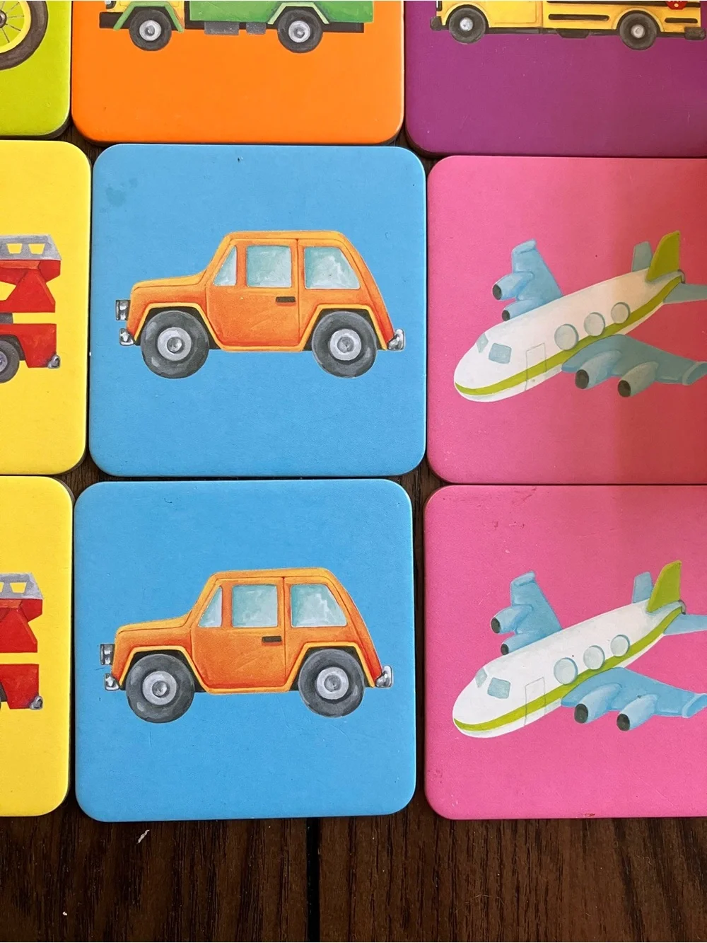 Vehicle Memory Matching Game for Kids - Colorful Tiles
